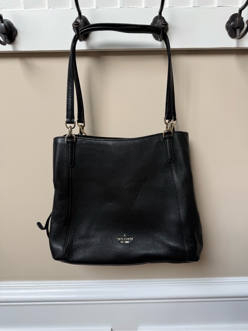 kate spade Black Pebbled Leather Shoulder Tote